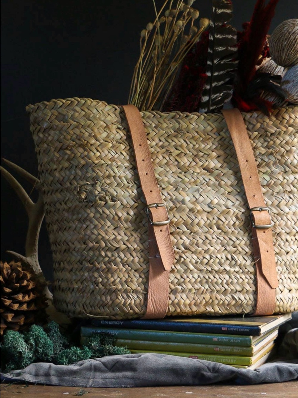 Medina Mercantile Handwoven Moroccan Basket Backpack
